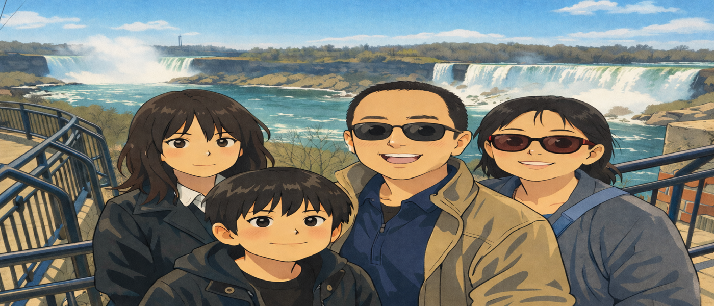 Family photo at Niagara Falls